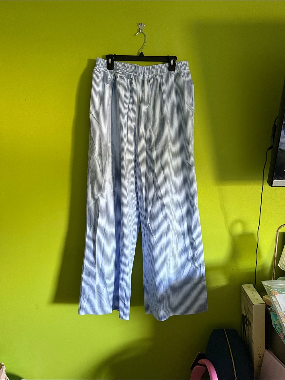 NWT White Fox Blue & White Stripe Wide Leg Elastic Waist Lounge Pants Size XL